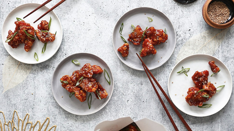 Sesame Chicken served on plates