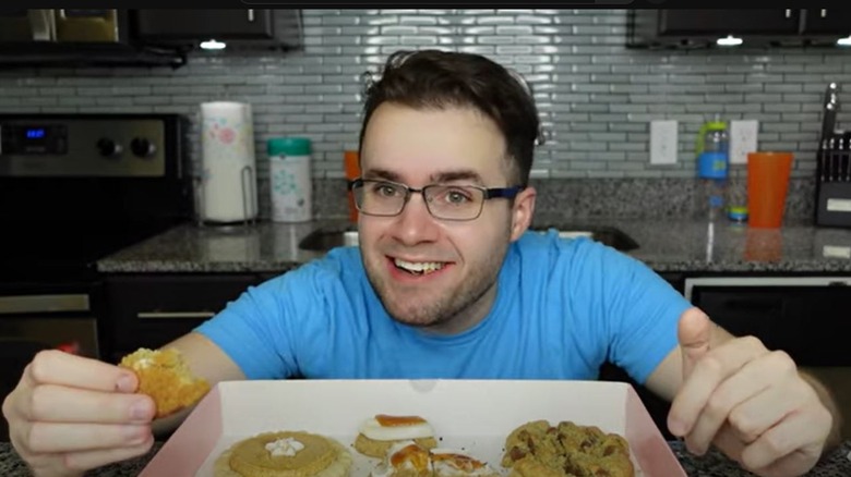 Timmy Alvarez tasting a Cranberry White Chip ft. Ocean Spray cookie