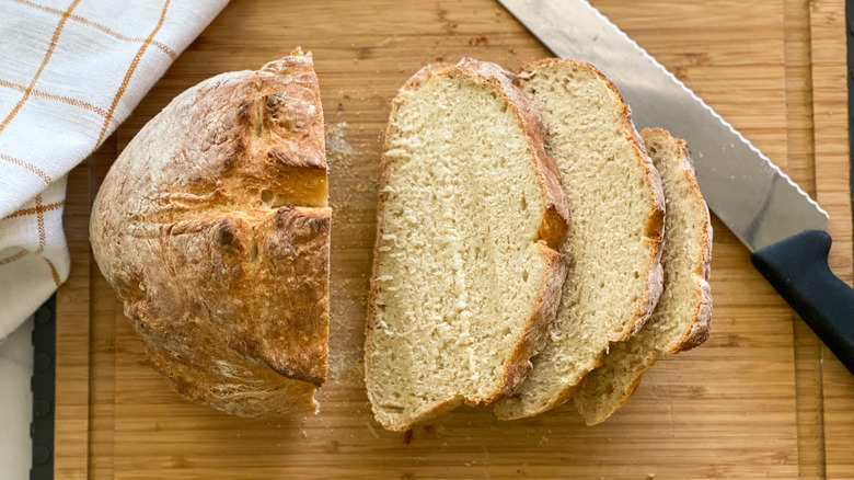 cut crusty bread