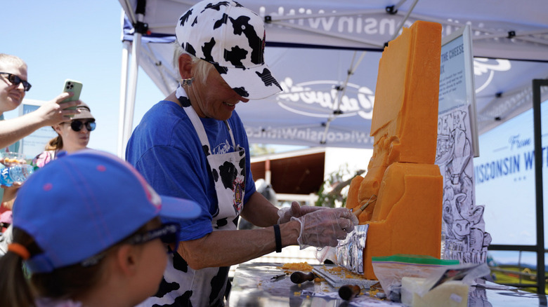 Cheese carving in progress