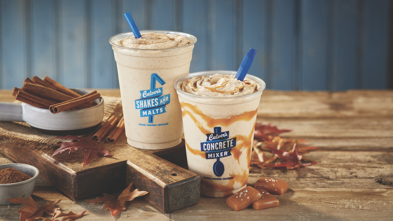 Culver's pumpkin shake with cinnamon sticks