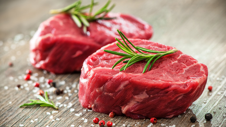 Filet mignon with salt and pepper