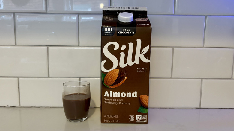 Carton of Silk Almond chocolate milk