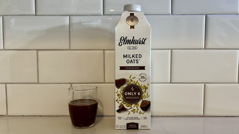 Carton of Elmhurst chocolate milk