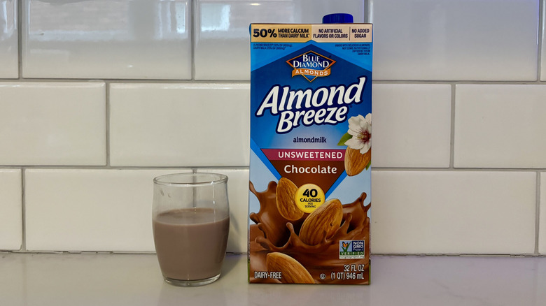 A carton of Almond Breeze chocolate milk