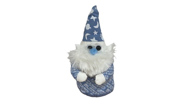 Stuffed blue and white wizard