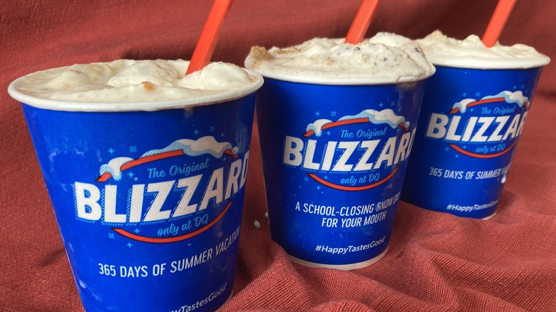 three DQ Blizzard cups