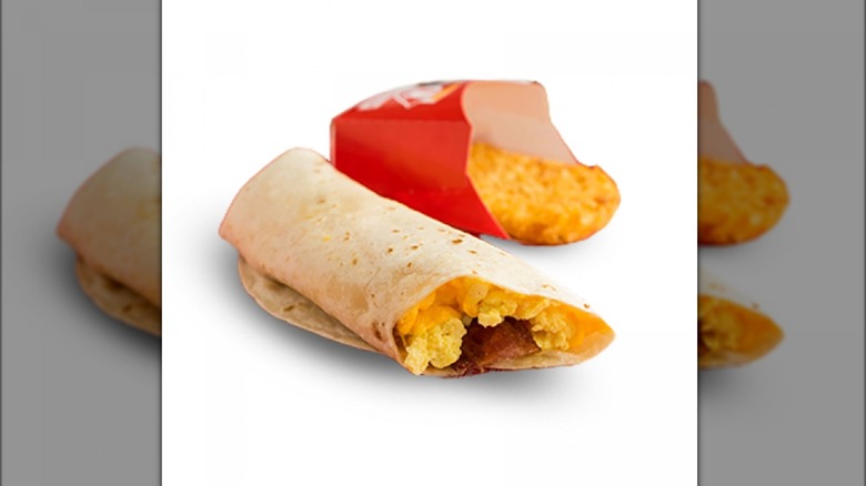 Dairy Queen breakfast burrito and hashbrown