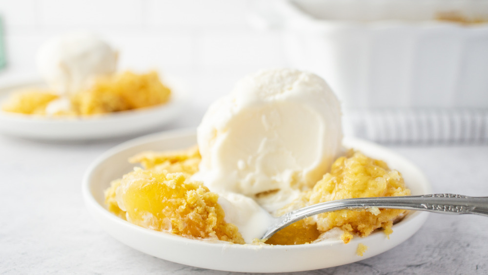 Plate of apple dump cake