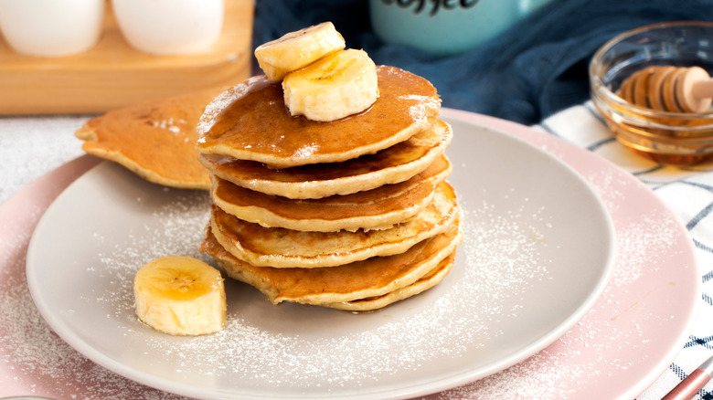 A stack of traditional pancakes