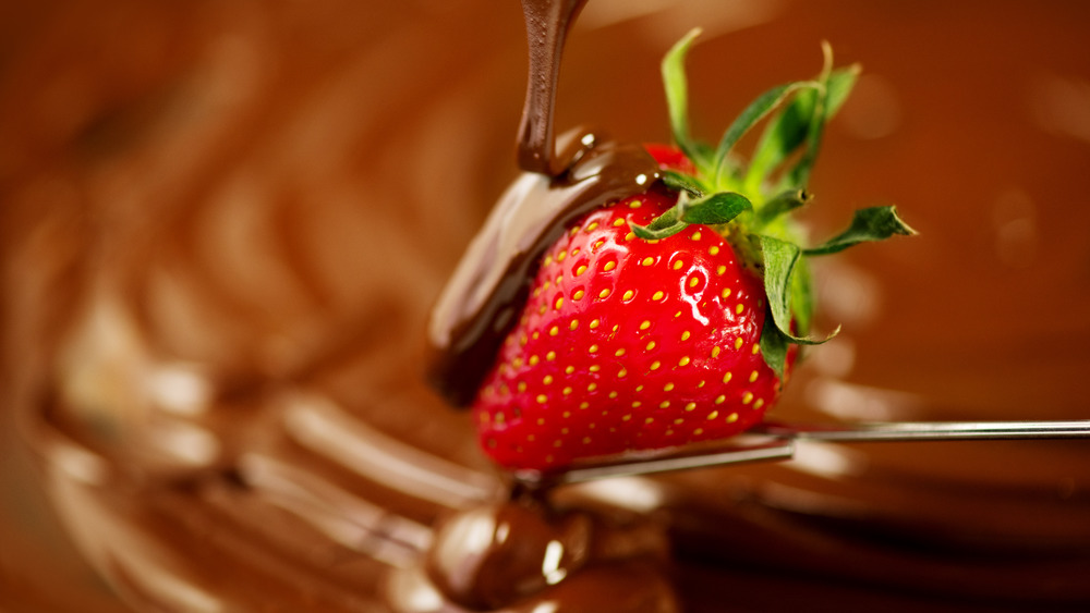 Strawberry with chocolate sauce