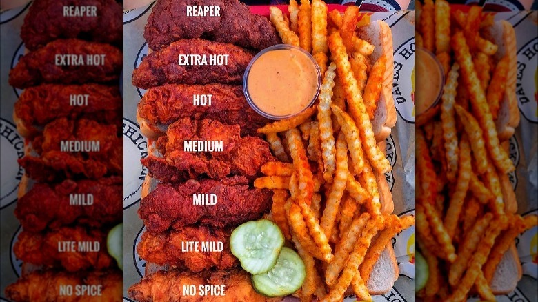 range of Dave's Hot Chicken spice levels