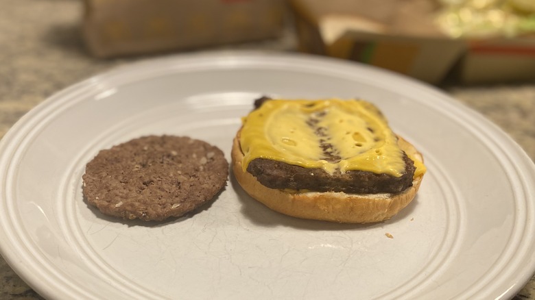 Big Mac patty beside Dave's Single patty