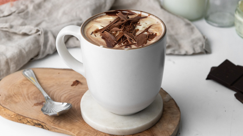 hot chocolate in white cup