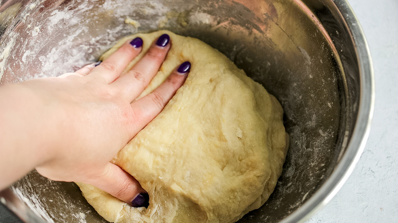 Rolled out dough for s'mores cinnamon rolls