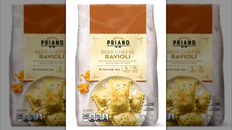 Priano beer cheese flavored ravioli package