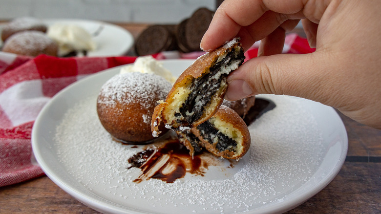 fried Oreo with powdered sugar