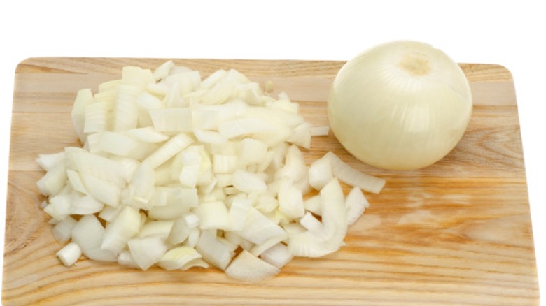 chopped and whole onion