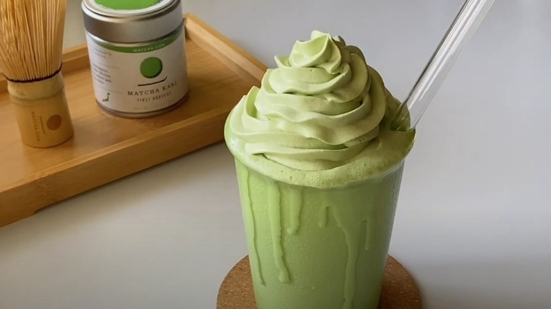 matcha latte with matcha cream