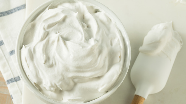 bowl of vanilla whipped cream