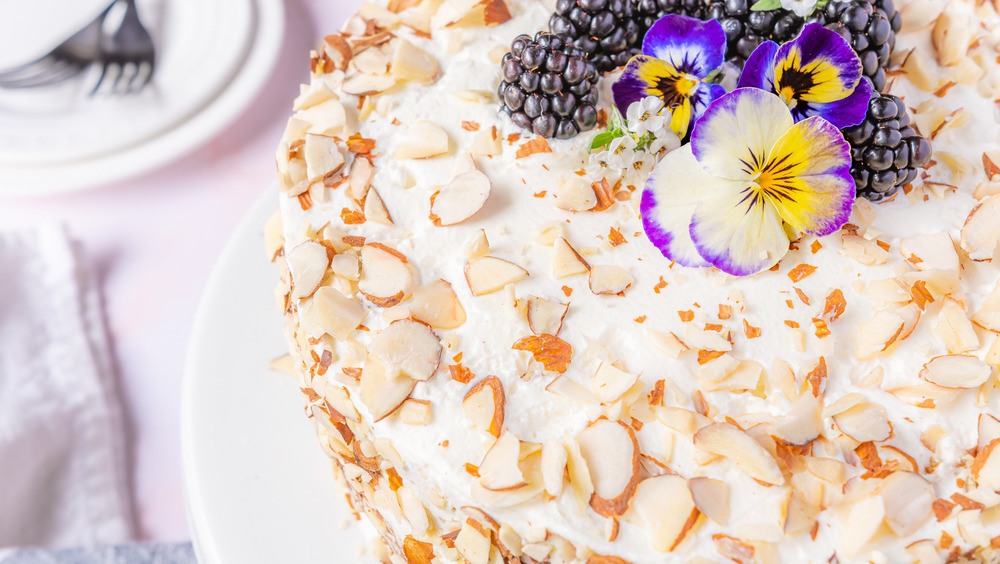 almond cake decorated with almonds