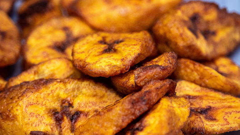 pile of golden fried plantains