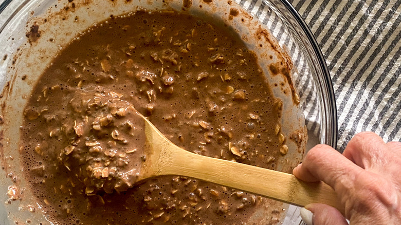 chocolate oatmeal in bowl