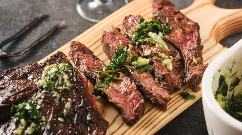 steak with chimichurri sauce