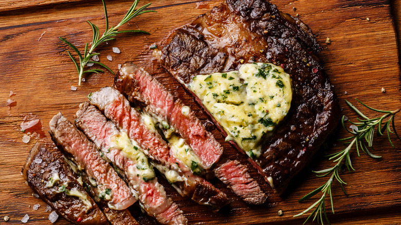 steak with herbed butter