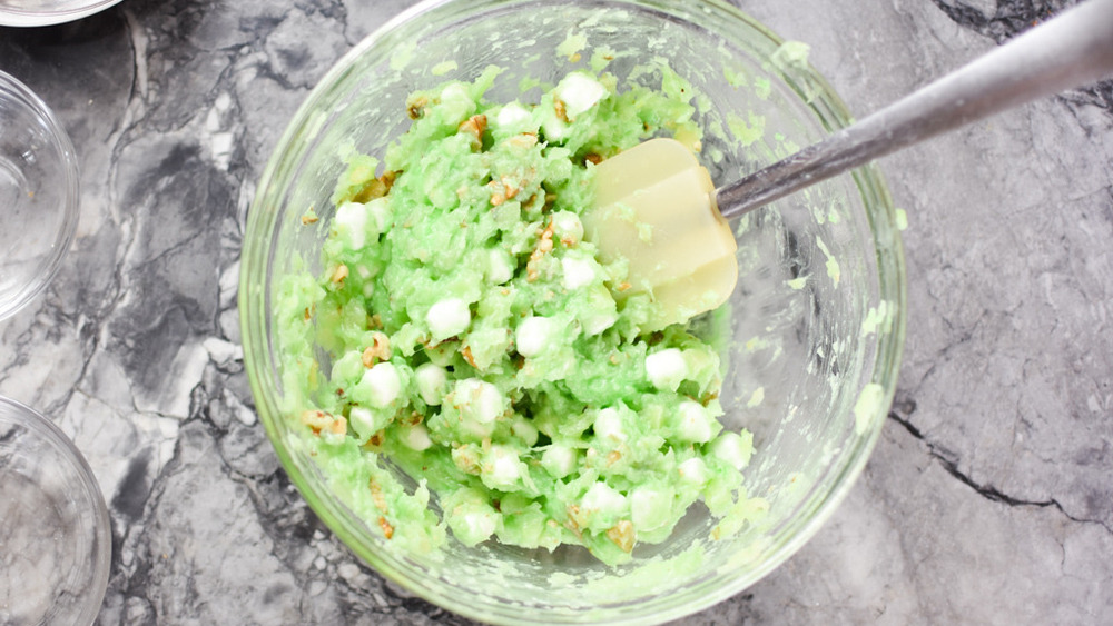 Mixing ingredients for Watergate salad