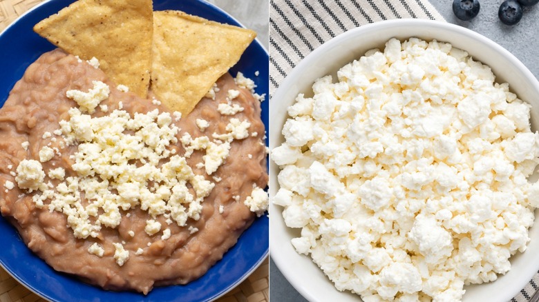 refried beans and cottage cheese