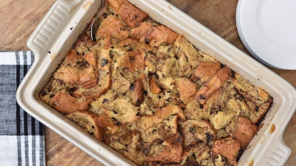 Platter of bread pudding