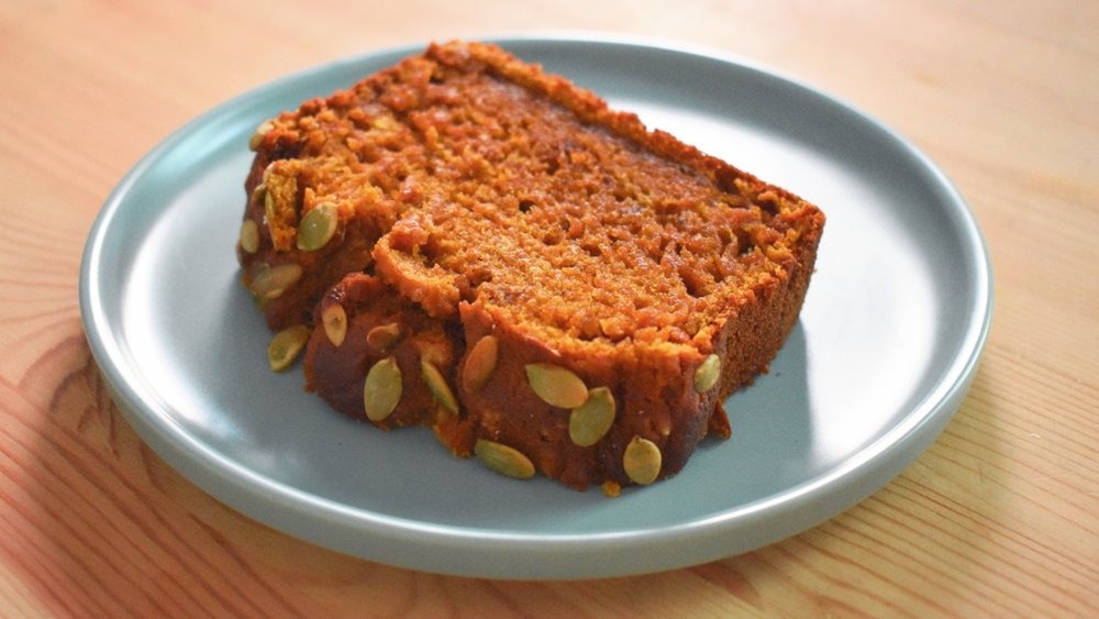 Slice of orange pumpkin bread