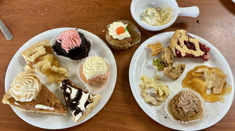 assorted desserts on plates