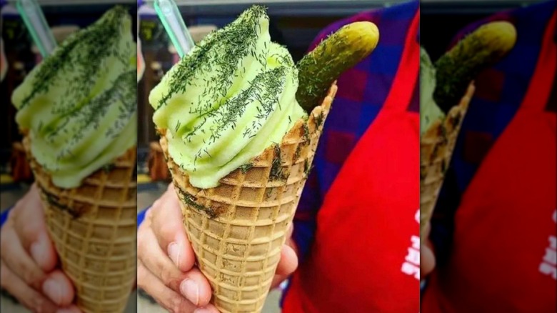 dill pickle ice cream cone