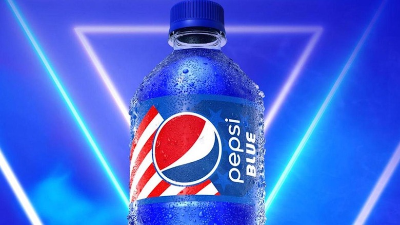 Pepsi Blue with neon lights in background