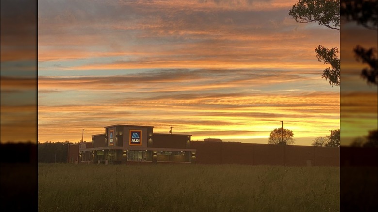 Aldi during a sunset