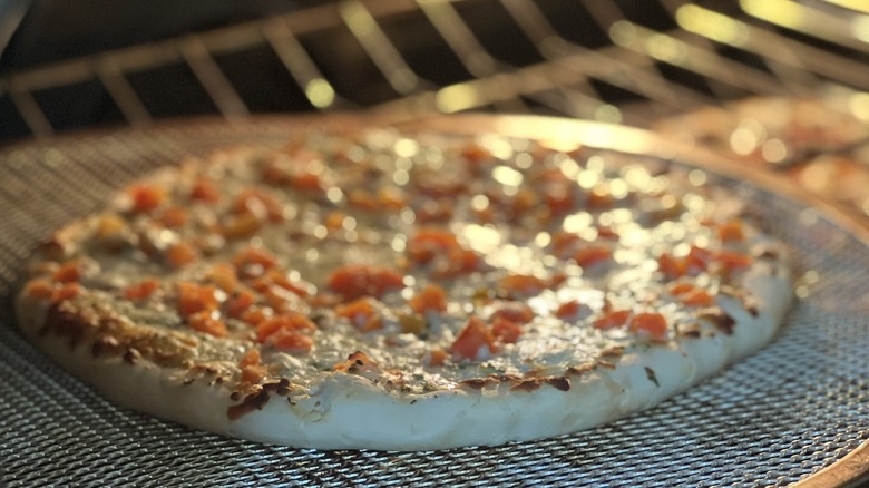 margherita pizza in the oven