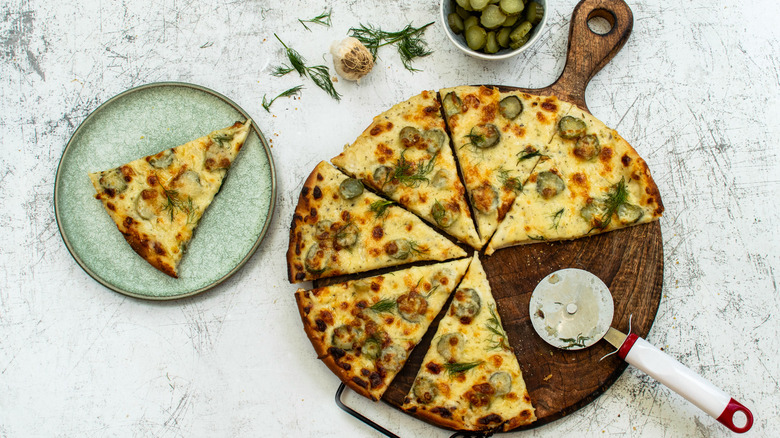 dill pickle pizza on plate