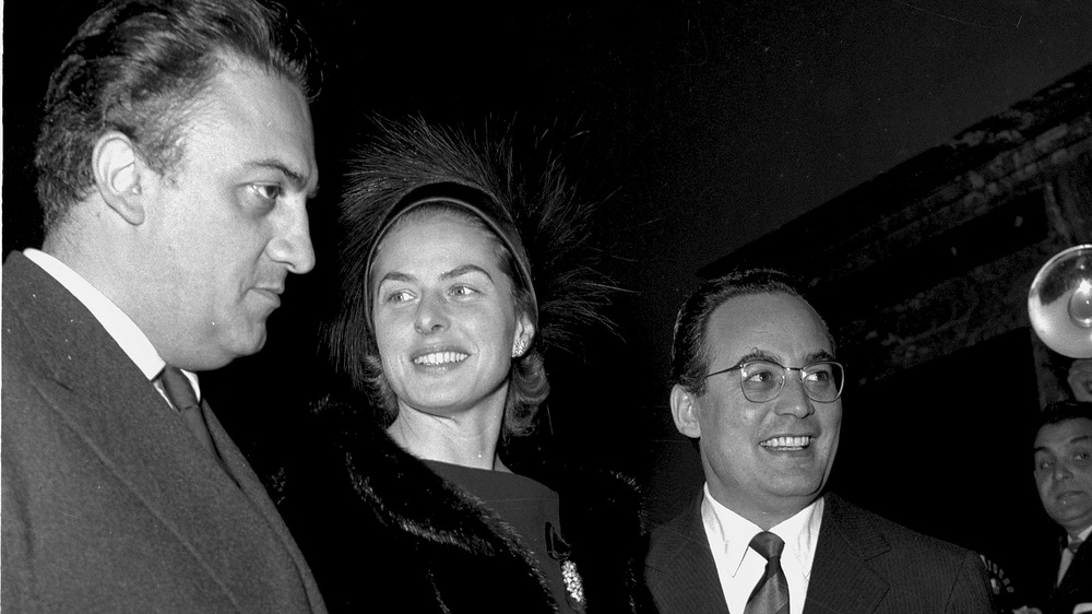 Federico Fellini, Ingrid Bergman and Dino De Laurentiis