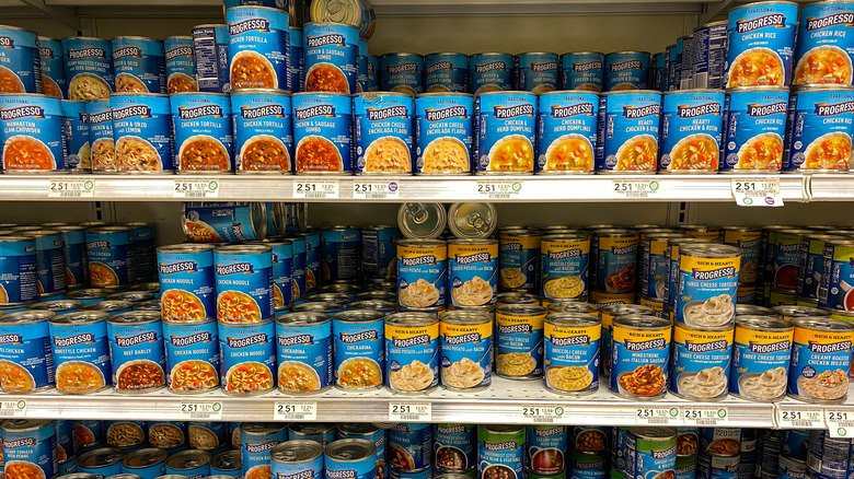 Shelves of Progresso soup