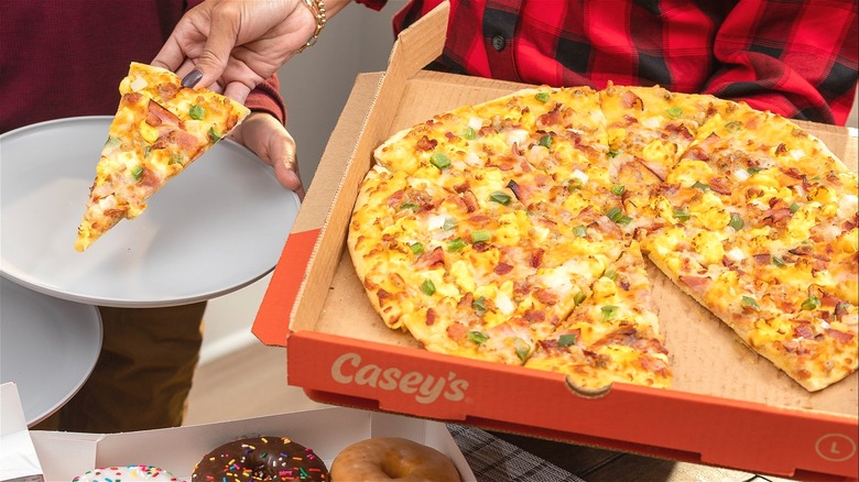 Casey's Ultimate Breakfast pizza in box