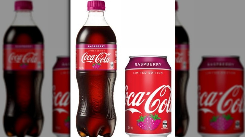 Coca-Cola Raspberry bottle and can