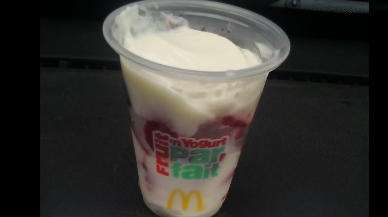 McDonald's parfait cup on black