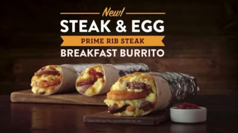 Steak and egg burritos from Jack in the Box in commercial