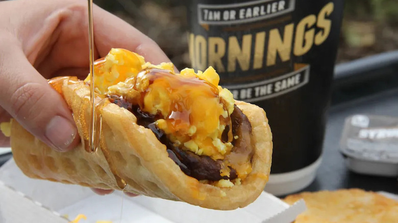 A waffle taco from Taco Bell