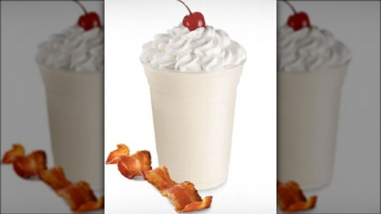 Milkshake and a slice of bacon