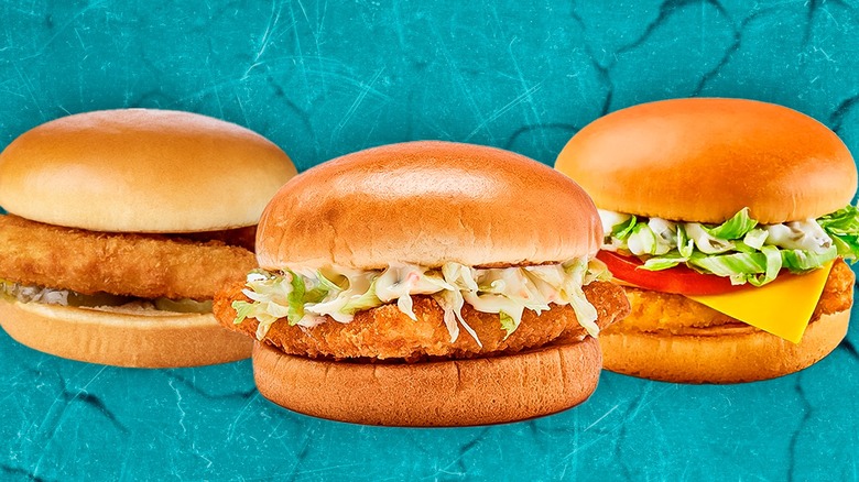 Three fast food fish sandwiches