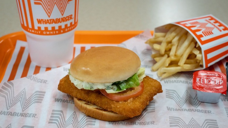 Whataburger fish burger with fries