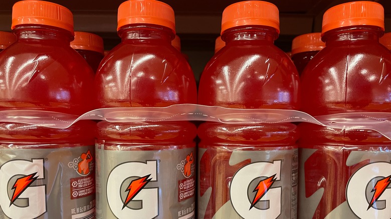 red Gatorade bottles